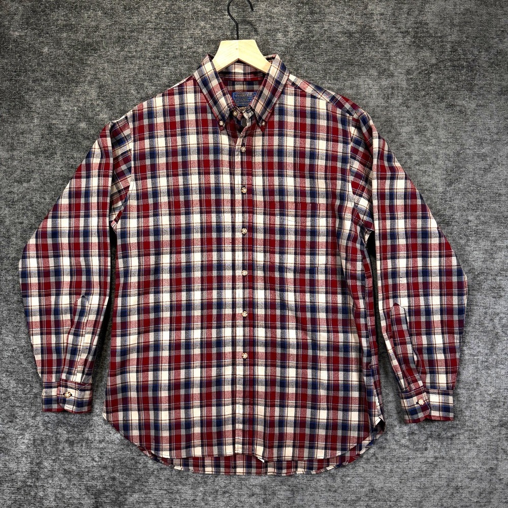 Pendleton Sir Pendleton Wool Plaid Button Up Red Blue Mens L